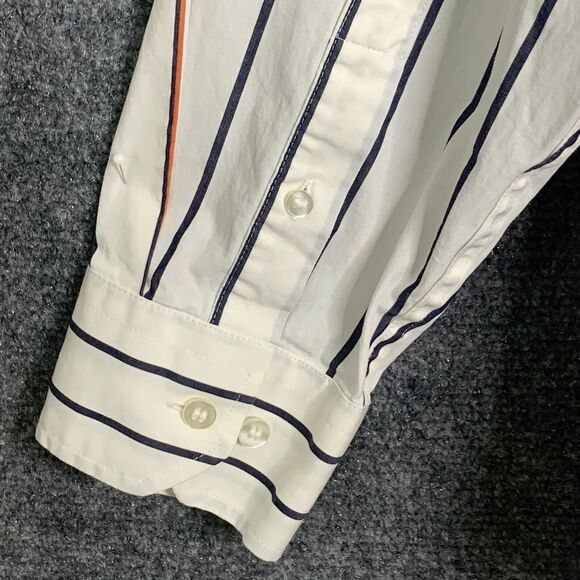 Murano Long Sleeve Slim Fit Button Up Shirt Men Size XL Striped Cotton Blend - Picture 10 of 16